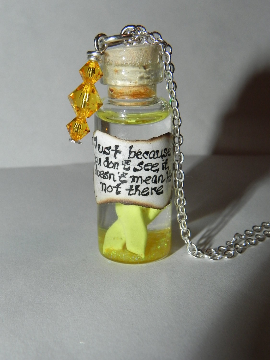 Customizable Awareness Ribbon,Endometriosis,AIDS,Breast Cancer,Lupus,etc. Awareness Ribbon Bottle Necklace OTHER colors AVAILABLE