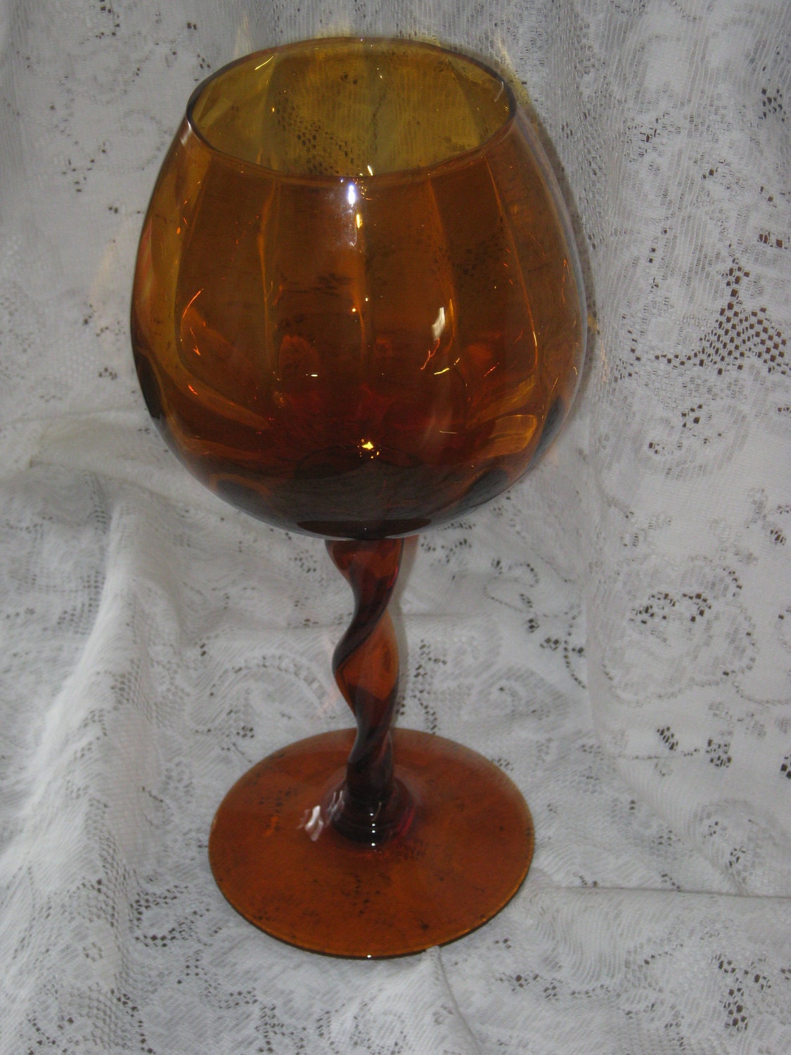 Vintage Amber Glass Vase 13 Brandy Snifter by upcyclesisters