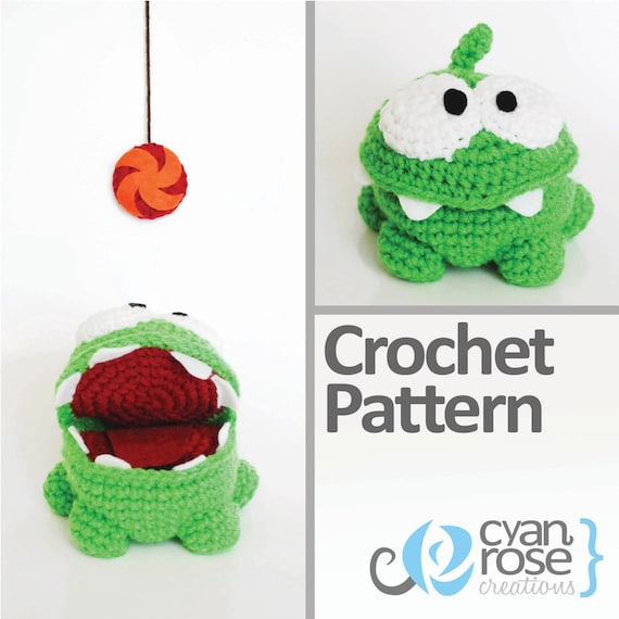 Om Nom, from Cut The Rope - Crochet PATTERN Download