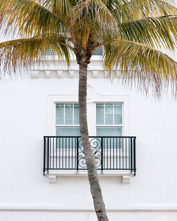 Miami beach photo print - Florida urban photography - White clean minimal art - Modern wall art - 8x10