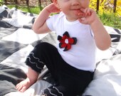 Birthday Outfit, Ruffle Leggings, Flower Onesie, and Headband