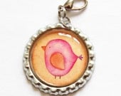 Bird zipper pull, zipper pull, purse charm, bag charm, backpack charm, Bird, bottlecap charm (965)
