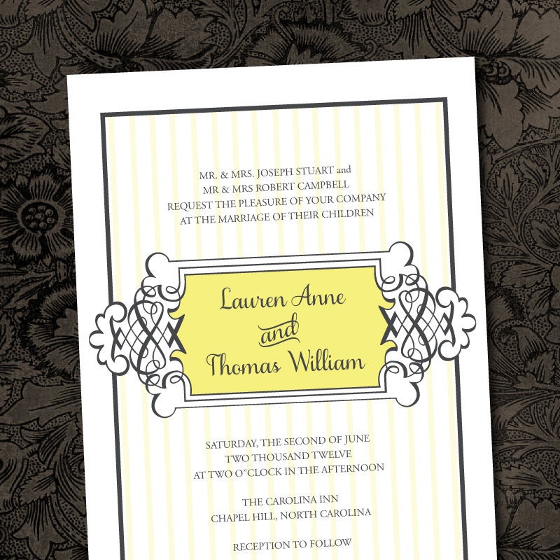 Printable Wedding Invitation and RSVP -- Classic Stripes No. 2 Collection
