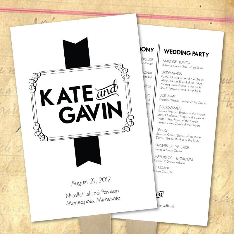 Printable Program Fan -- Modern Black No. 4 Collection