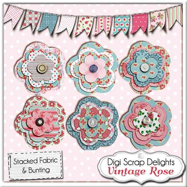Vintage Rose Embellishments: Stacked Fabric by DigiScrapDelights