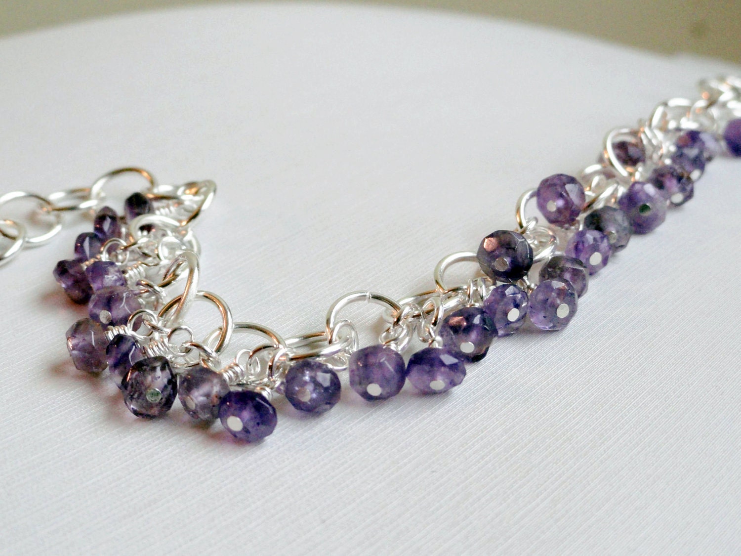 Amethyst bracelet - beaded chainmaille - purple bracelet - chainmaille bracelet - February birthstone - charm bracelet - fringe bracelet