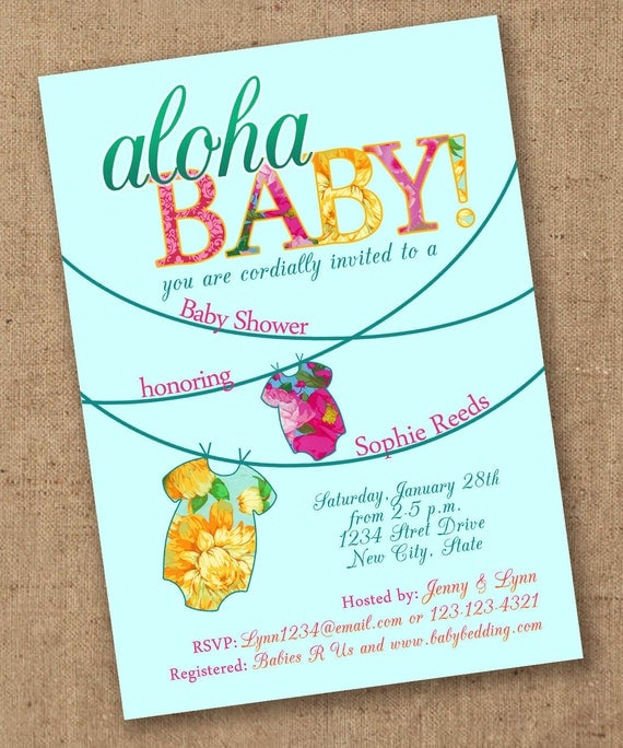 Tropical Onsie Luau Baby Shower Invite - Printable