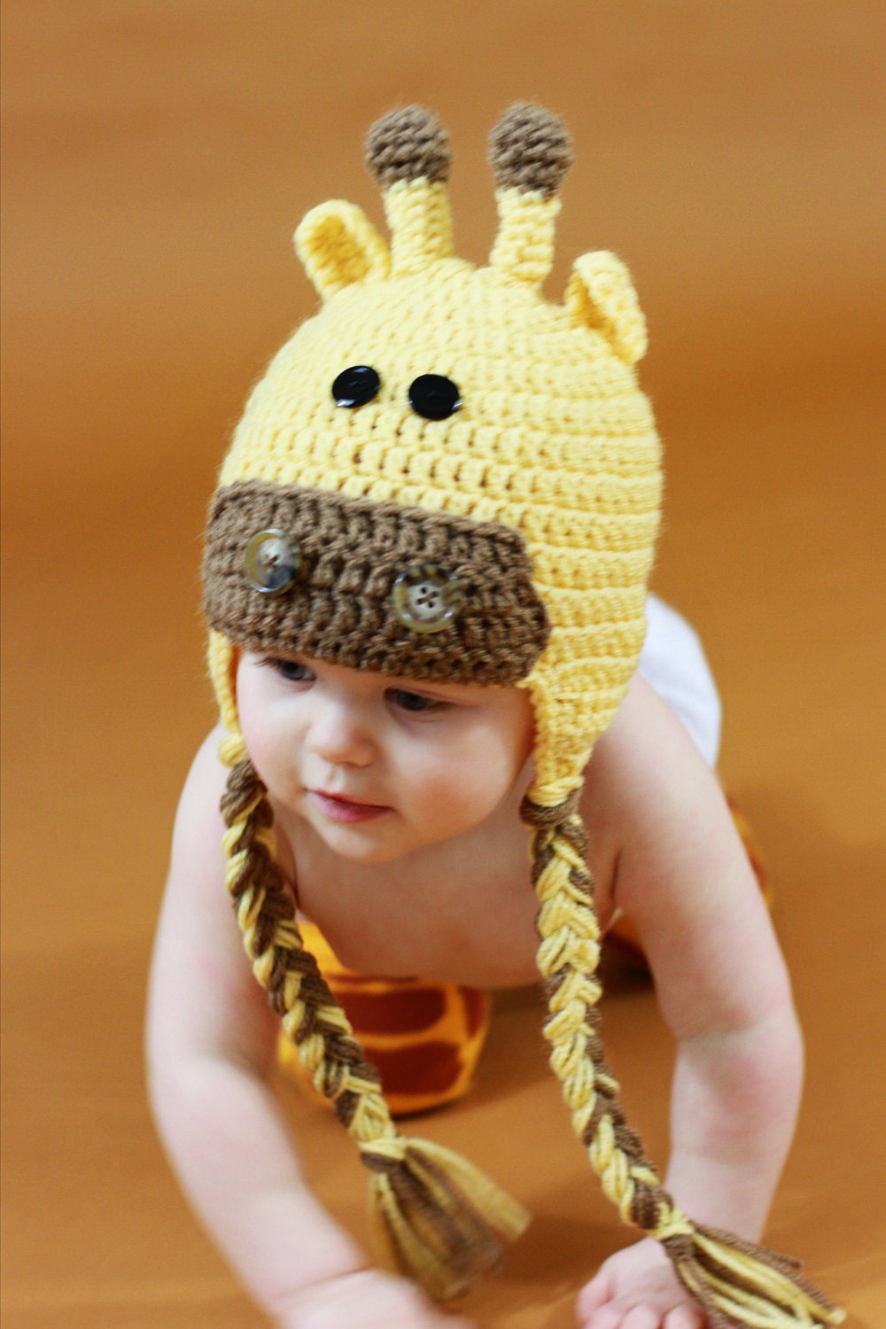 Toddler or Newborn Crochet Giraffe Hat, 3-6 Months