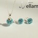 Light blue crystal ball necklace and earrings, sterling silver, Swarovski disco ball, aquamarine, something blue, pendant and stud earrings