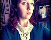 Victorian Jewelry - Steampunk Jewelry - Doily Bib Necklace with Glass Vial - Upcycled Jewelry - Wedding Jewelry - Edwardian Jewelry