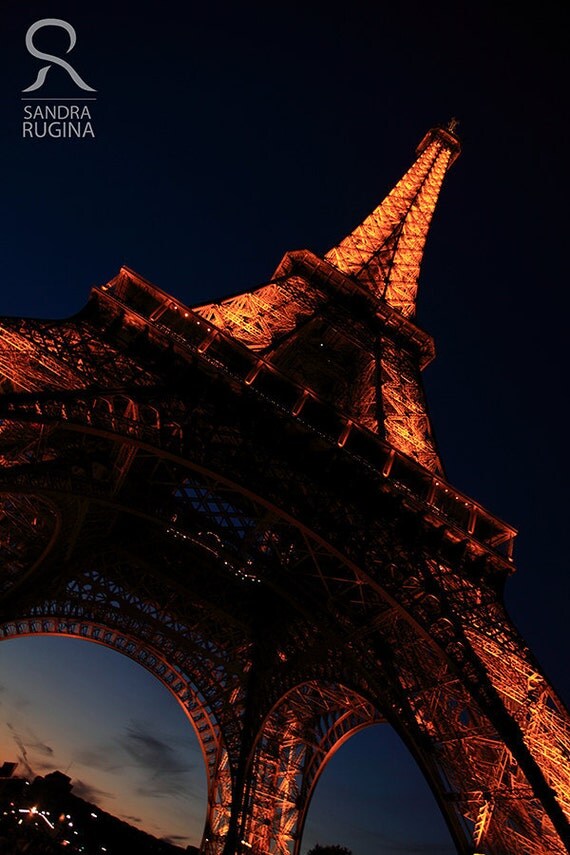 Eiffel tower photo print, Paris, France, Eiffel at night, 8in x 10in