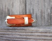 Infant Custom Leather Cuff " le petite "Carved Tooled Recycled Stitched Bangle Wristband Black Brown Rustic Jewelry OOAK Distressed Vintage