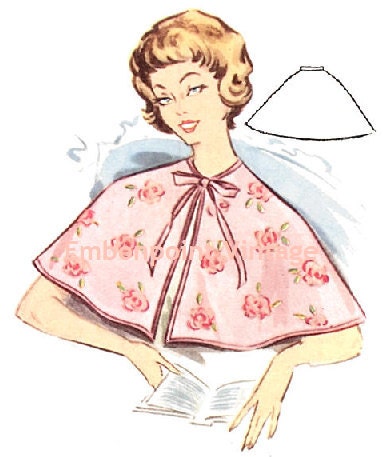 Plus Size (or any size) Vintage 1950s Sleep Jacket Pattern - PDF - Pattern No 218 Jackie Capelet