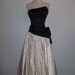 Vintage 1980s Prom Party cocktail dress strapless asymmetric neckline Wow black and white
