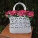 The Light Grey Pink Roses Crochet Knit Victorian Purse