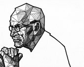 Custom Portrait Geometric  - 9x12 - Original Ink Drawing