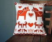Dala Horse Red Swedish Printed Pillow