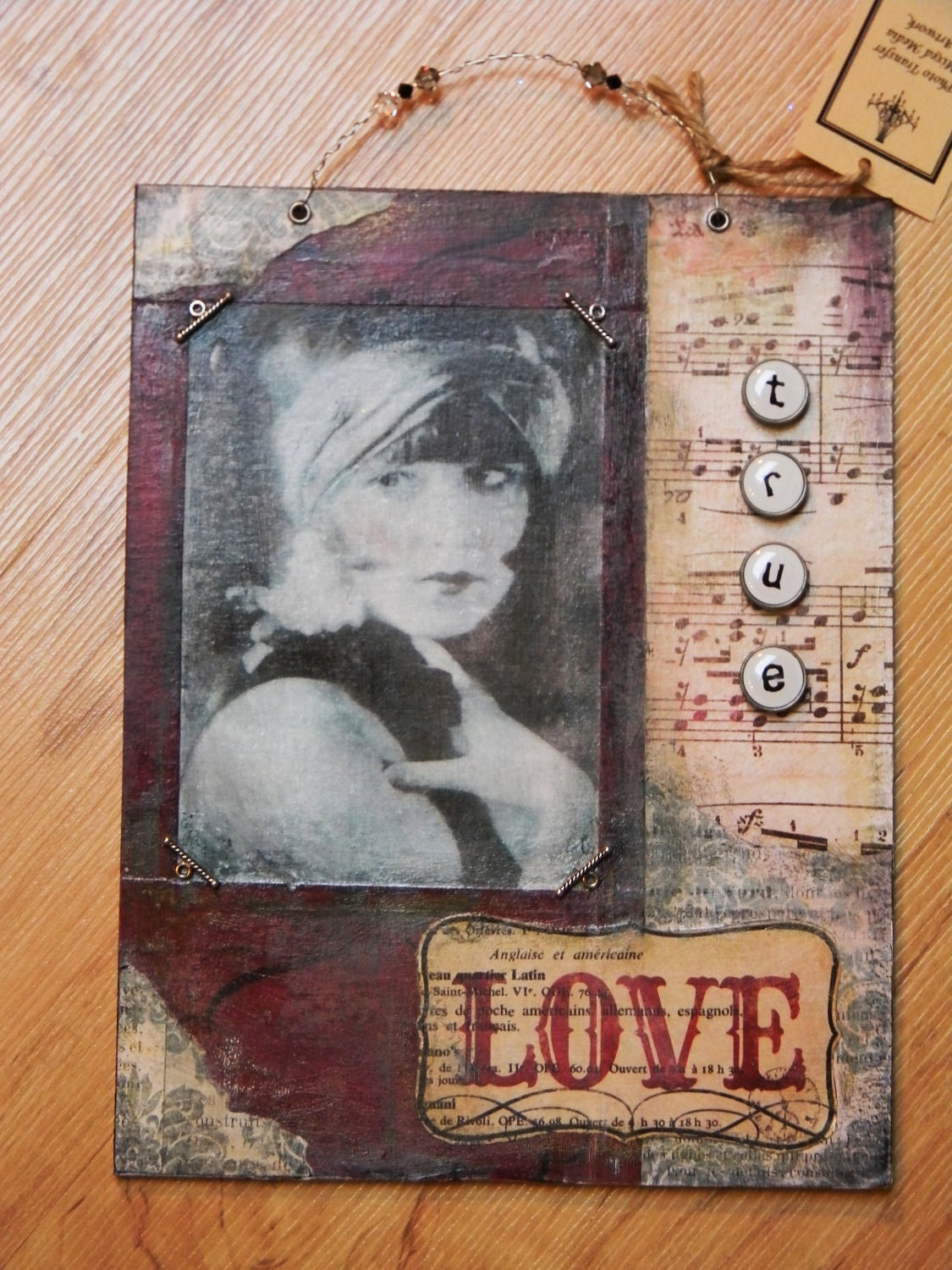 Mixed Media Photo transfer collage " True Love"