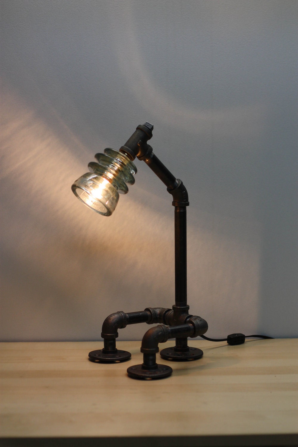 Items similar to Glass Insulator Desk Lamp RetroIndustrial Styling on Etsy