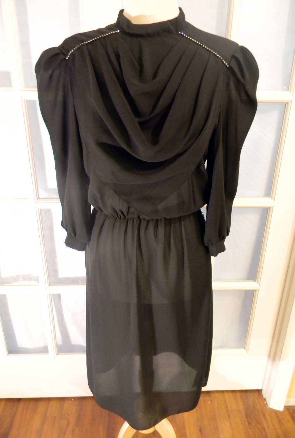 Vintage Sheer Black Kwai Lan Louis Dress Vintage LBD S/M Sexy Sophisticated Party Dress