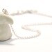 porcelain and silver bunny necklace, medium length chain