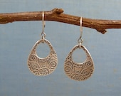 sterling silver bohemian floral - tear drop earrings - "Welcome All Things" earrings