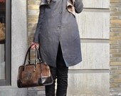 Linen Trench Coat Jacket in Grey / Long Coat Winter Coat Jacket Women Coat Swing Coat Designer Coat- Custom Made/Plus size