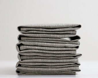 Linen napkin set of 8 for cottage decor - grey linen fabric. 18x18