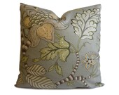 Decorative Pillow Cover - Floral Pillow in Gray, Green and Taupe - Accent Pillow - Throw Pillow - Pillow Cover