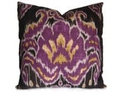 Marreskesh Ikat Pillow Cover in Purple, Yellow, Ivory & Brown - Decorative Pillow Cover - Accent Pillow - Throw Pillow - Sofa Pillow
