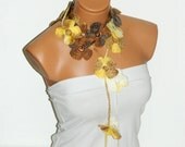 Hand made crochet colorful  Flower Lariat Scarf. Fashion Flower Scarves, Necklace...  Multicolor lariat scarf for spring