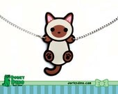 Hanging Cat Necklace: Siamese Burmese Tonkinese Kitten