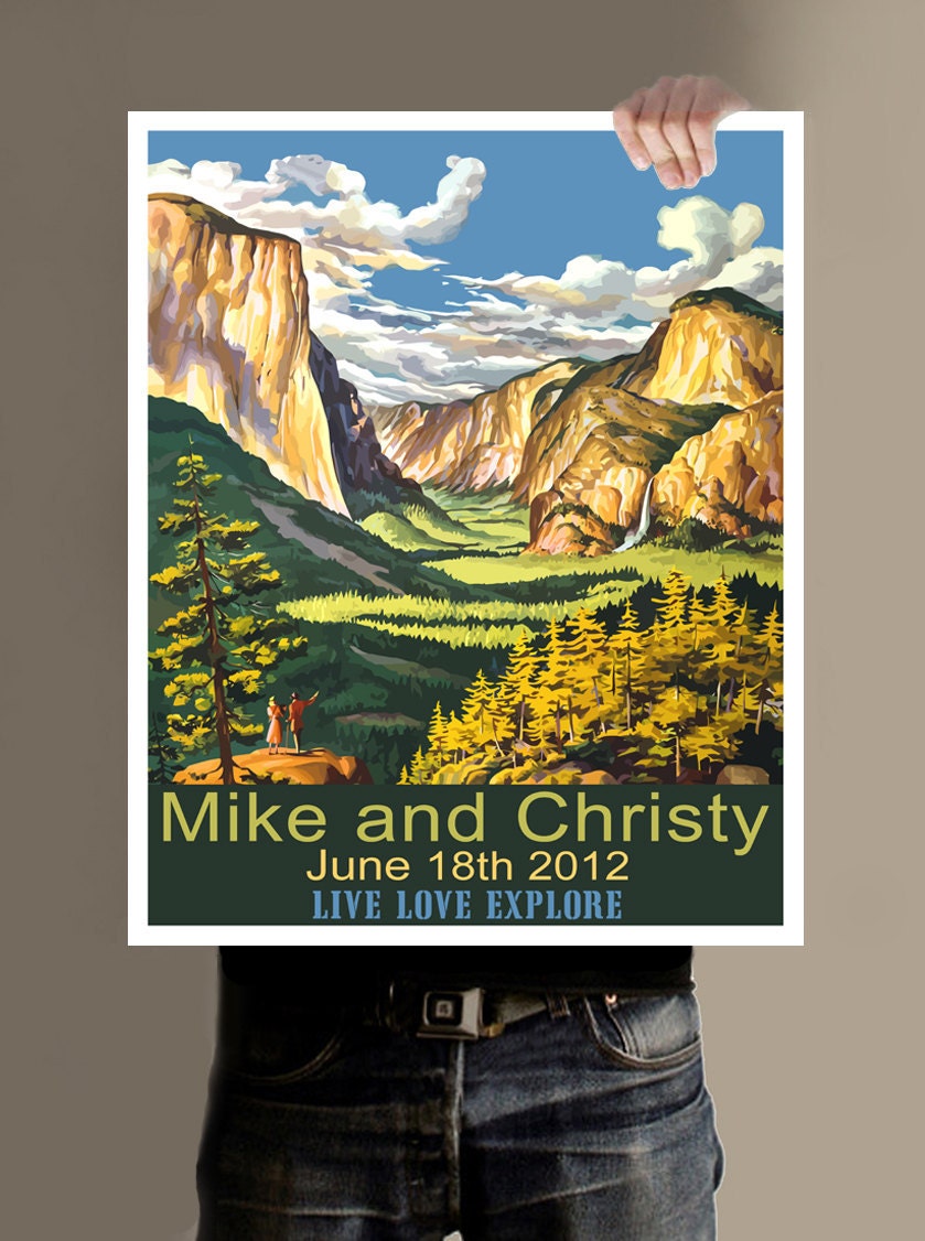 Personalized Yosemite Wedding Poster - Unique Wedding Present Custom Wedding Gift  - 16X20