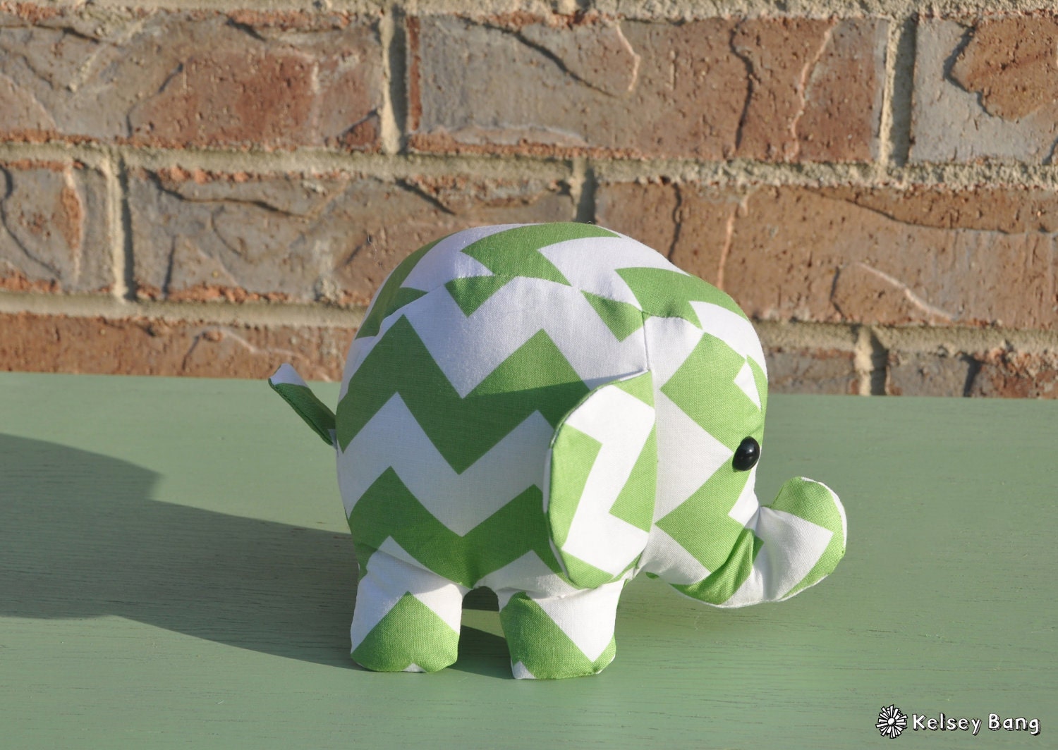 elephant stuffed animal - green and white chevron