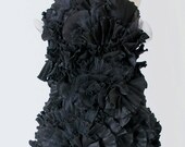 ALEXANDRA - Handmade Black Satin Strapless Ruffled Cocktail Dress