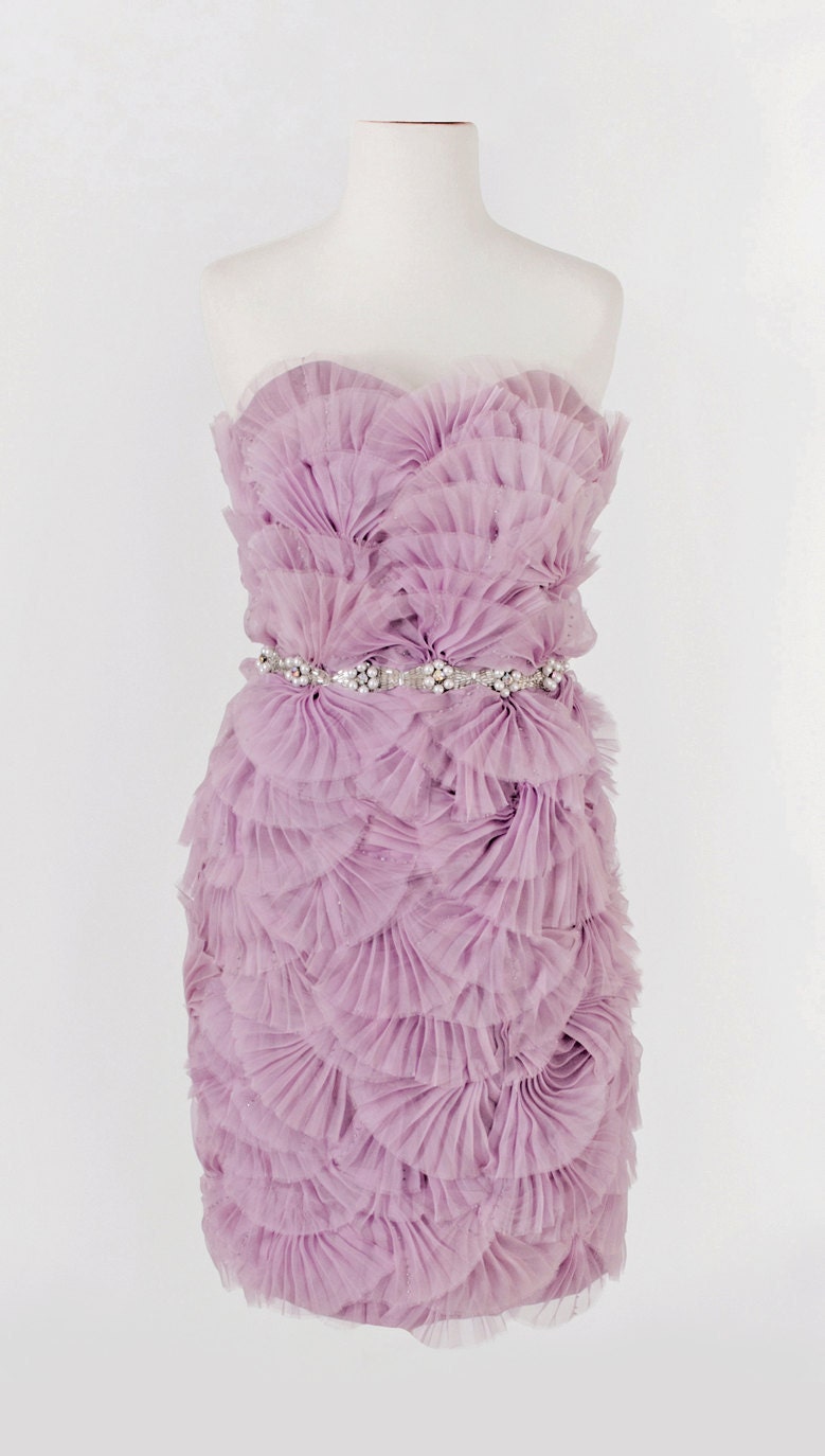 FERNANDA - Handmade Lilac Organza Sweetheart Neckline Cocktail Dress