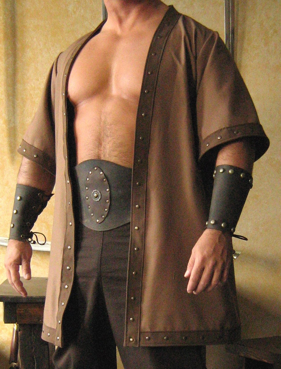 Medieval Celtic Viking Barbarian Short Sleeves Coat Jacket Vest