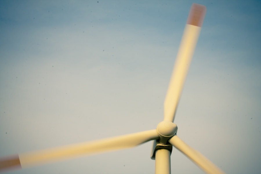 Fine Art Photography, Minimalistic Photography, Windmill Photo Wall Art Print Wind Turbine Photograph, dusk blue, 8x10 or 8x12