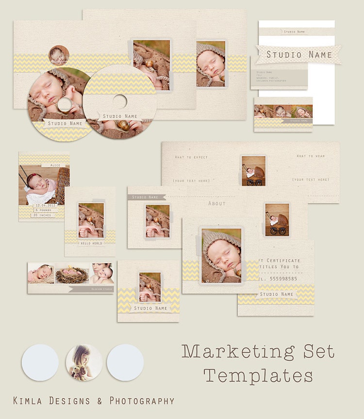 Pre-made Marketing Set Templates, Linen, psd files