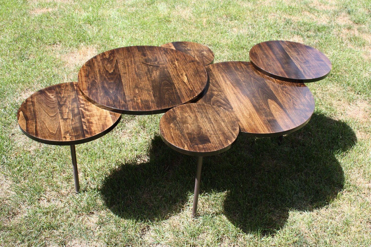 Circles Hardwood Coffee Table Stained or Painted Custom Colors