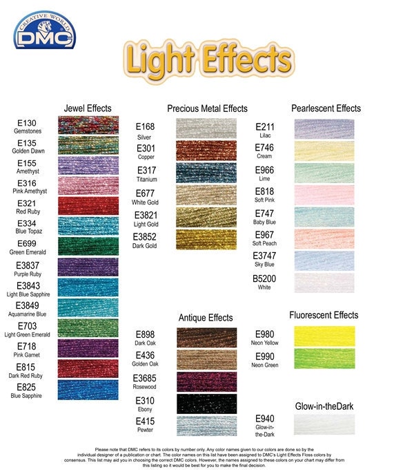 dmc light effects fluorescent thread pack