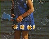 INSTANT DOWNLOAD Granny Square Toddler Pattern crochet pattern digital toddler sundress, sunflower hat child sundress, crochet sundress K106