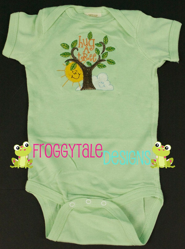 SALE Organic Eco Friendly Hug a Tree Green Bodysuit Onesie for Little Boys or Girls. Ready to Ship in ALL sizes. Ships same day