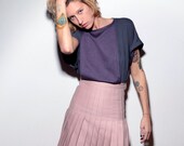 Top Stitched Pleated Skirt Dahlia / fully lined / handmade