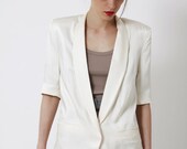 Boyfriend Blazer, Tailored Jacket with Shoulder Pads in Size XS, S, M & L, 3/4 sleeve blazer,vintage inspired, retro chic jacket