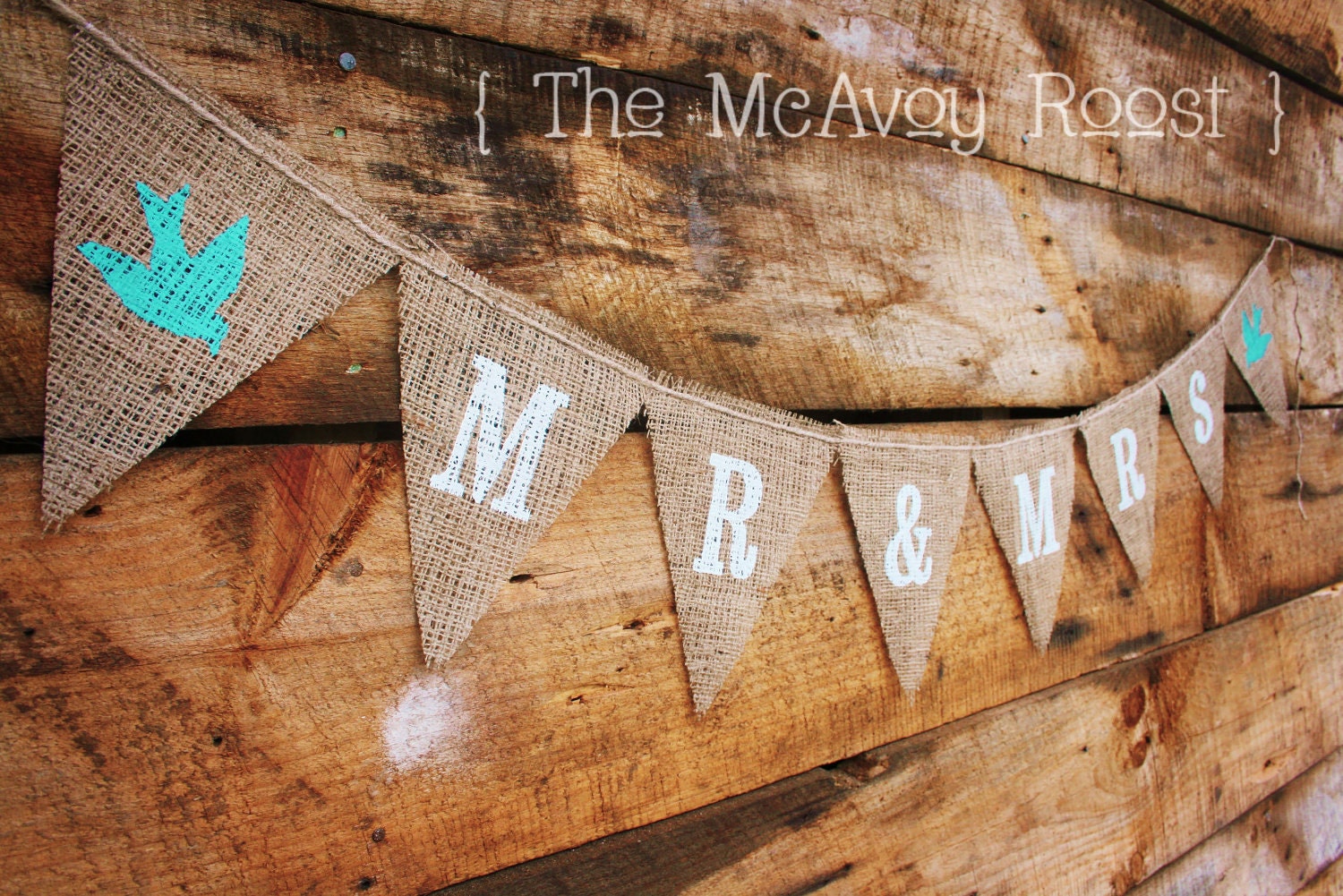 MR & MRS Burlap Bunting, Banner, Photo Prop, Wedding Decor