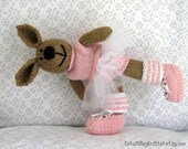 Hand Knitted Ballerina Bunny Rabbit Tutu Ballet Childrens Toy Kids Toys Stuffed Animal Plush Doll Knitted Toy Bunny Ballerina Bunny Nicole