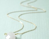 Milky rose quartz necklace- briolette on 14K gold filled chain necklace - sweet delicate jewelry
