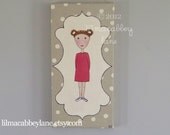 Redhead braids girl canvas painting room decor pink Hadley