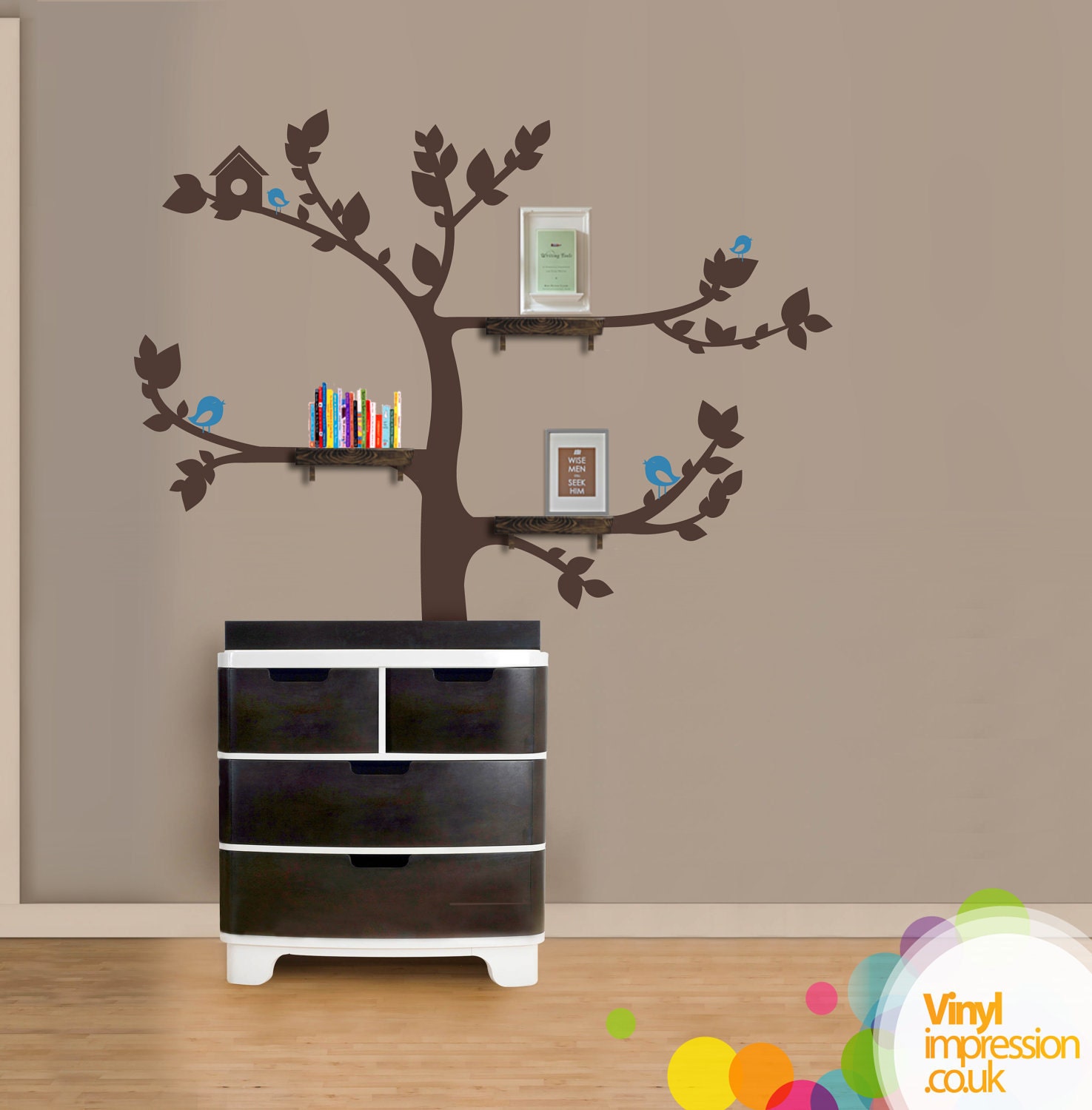 Tree with Shelves Vinyl Wall Sticker